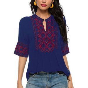 Komili Blue and Red Blouse